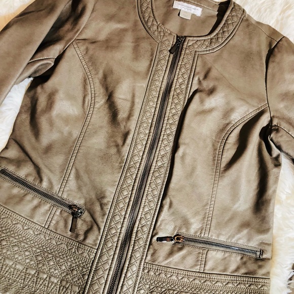 Women’s Christopher & Banks faux leather jacket. Size: Small Petite EUC - Picture 1 of 3